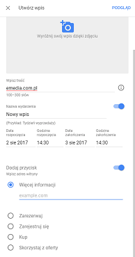 Wpisy informacyjne w Google Maps