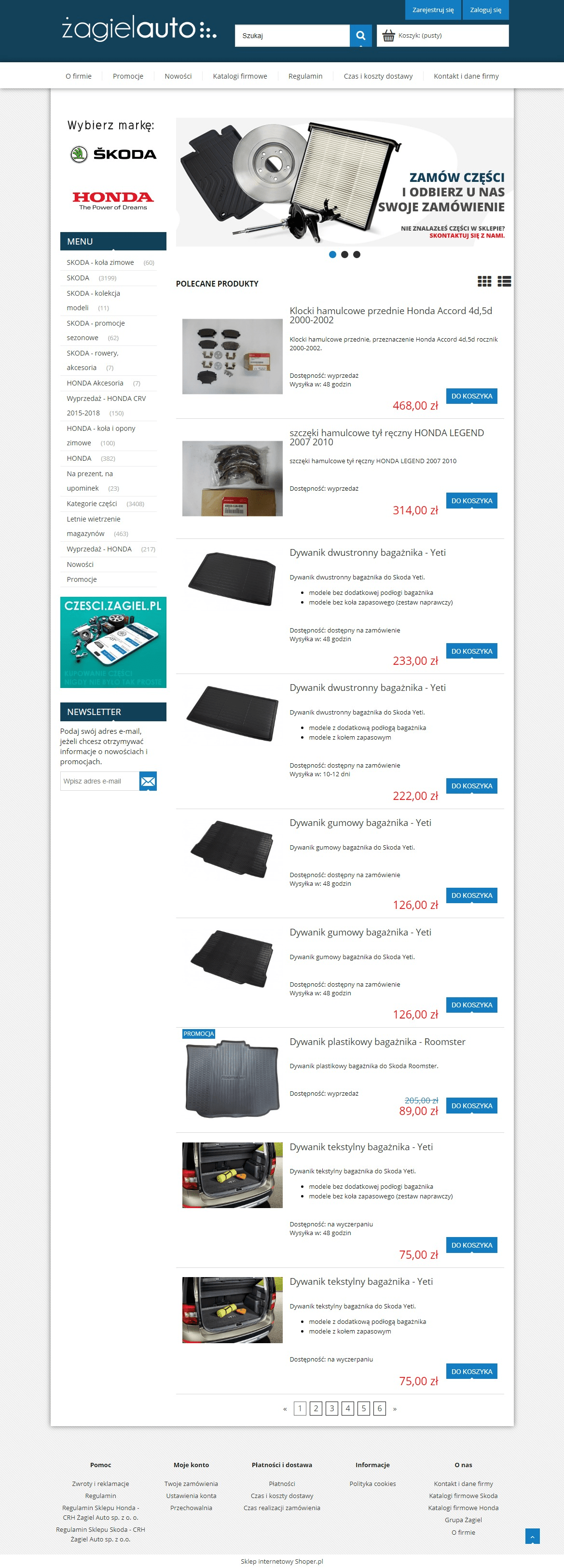 Sklep internetowy czesci.zagielauto.pl - zrzut desktop