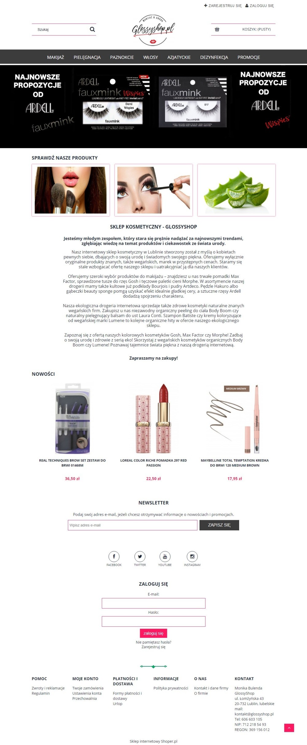 Sklep internetowy glossyshop.pl - zrzut desktop