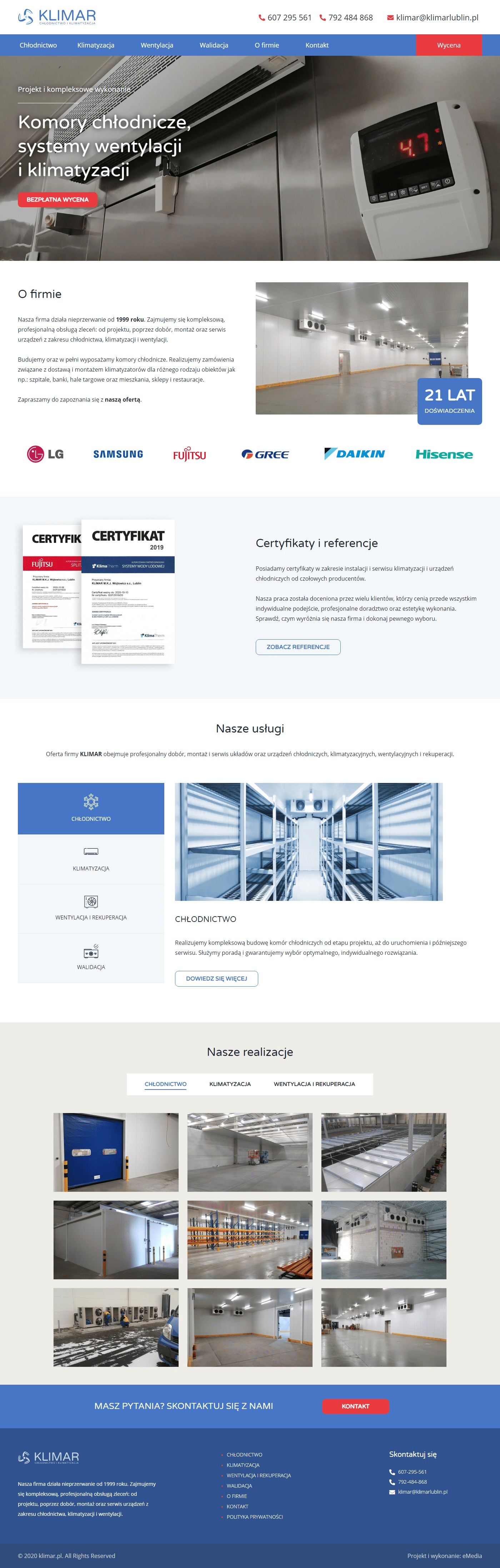 Strona internetowa klimarlublin.pl - zrzut desktop