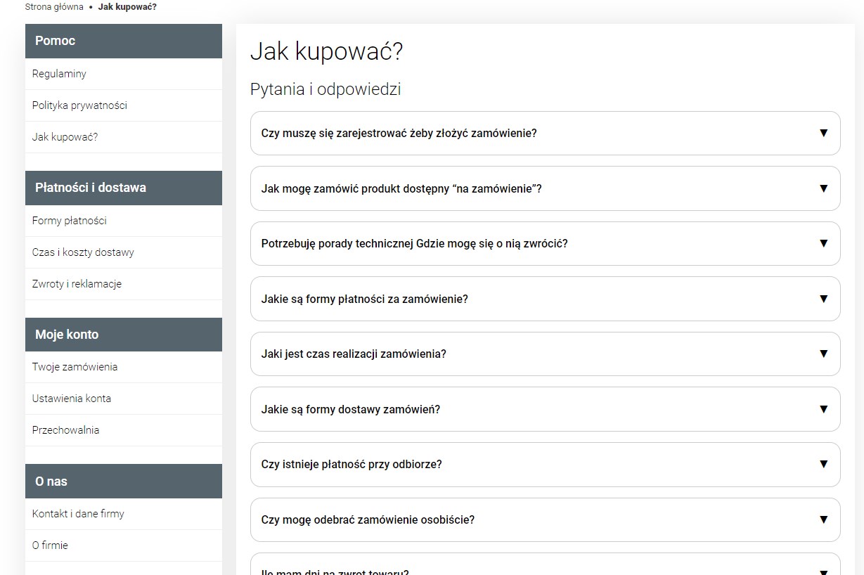 Jak powinno wyglądać FAQ sklepu internetowego na przykładzie Terme - realizacji agencji interaktywnej Lublin emedia