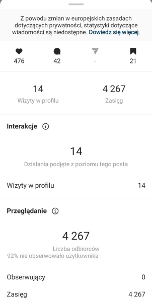 Zapisy postów na intagramie i statystyki