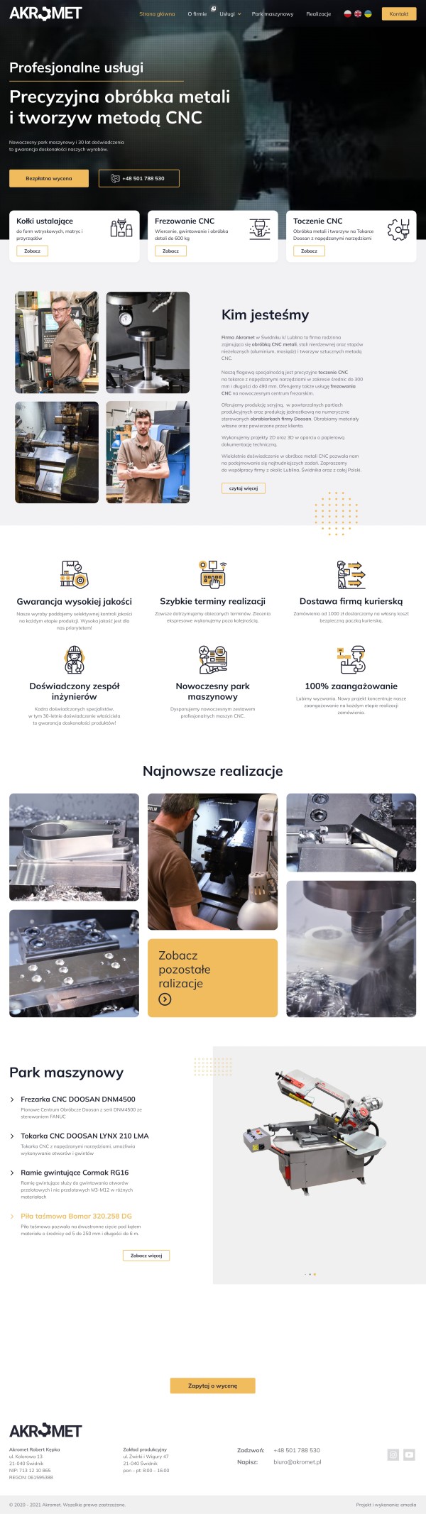 Strona internetowa akromet.pl - zrzut desktop