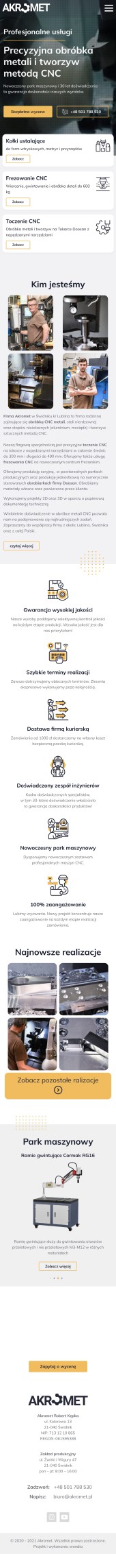 Strona internetowa akromet.pl - zrzut mobile