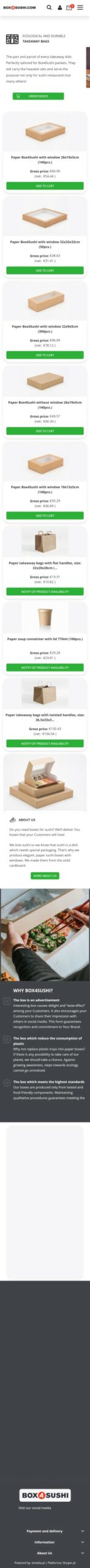Sklep internetowy box4sushi.com - zrzut mobile