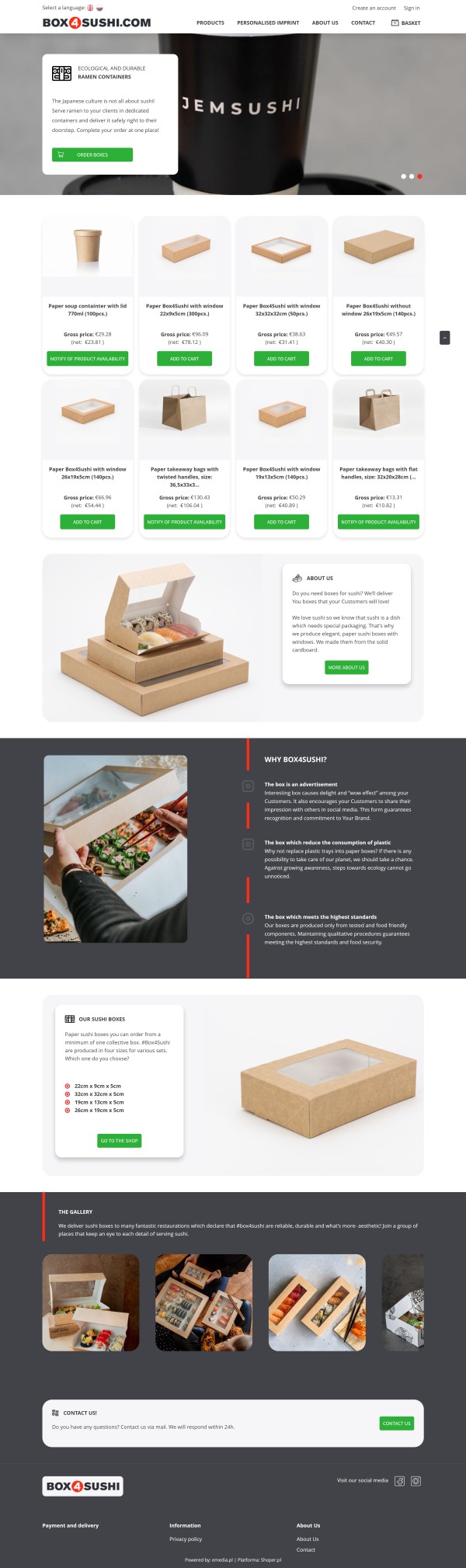 Sklep internetowy box4sushi.com - zrzut desktop