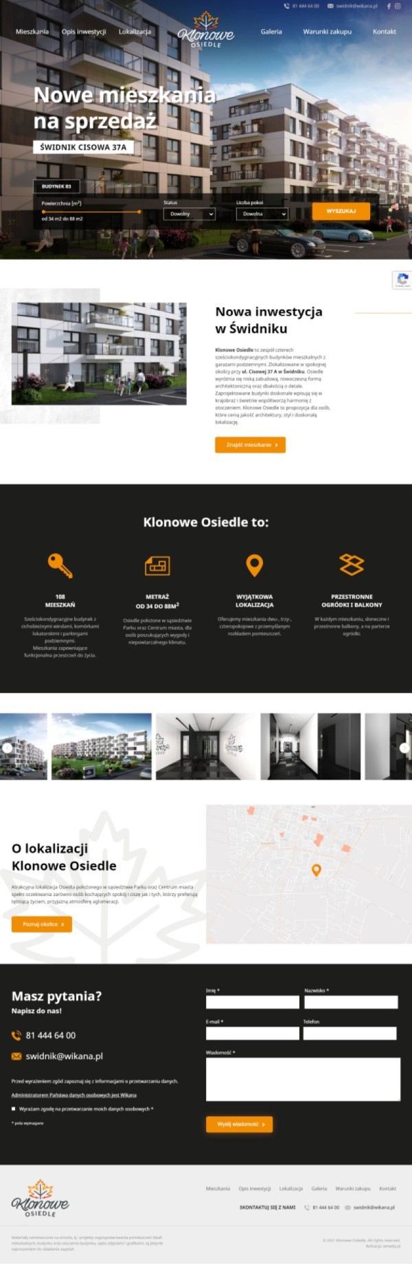 Strona internetowa klonoweosiedle.eu - zrzut desktop