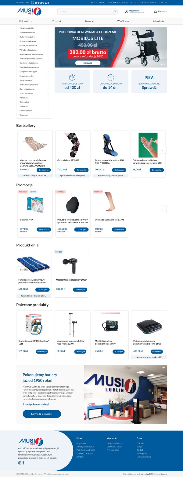Sklep internetowy musi-med.pl - zrzut desktop