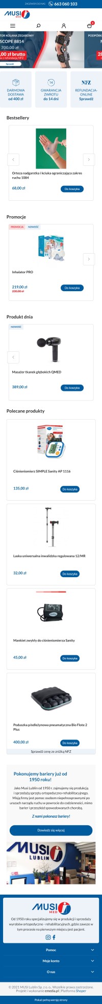 Sklep internetowy musi-med.pl - zrzut mobile