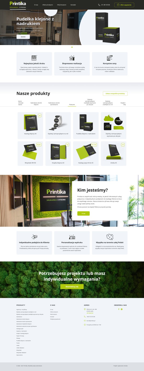 Strona internetowa printika.pl - zrzut desktop