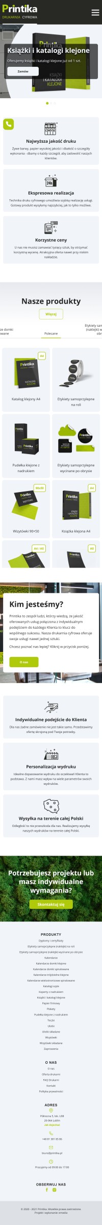 Strona internetowa printika.pl - zrzut mobile