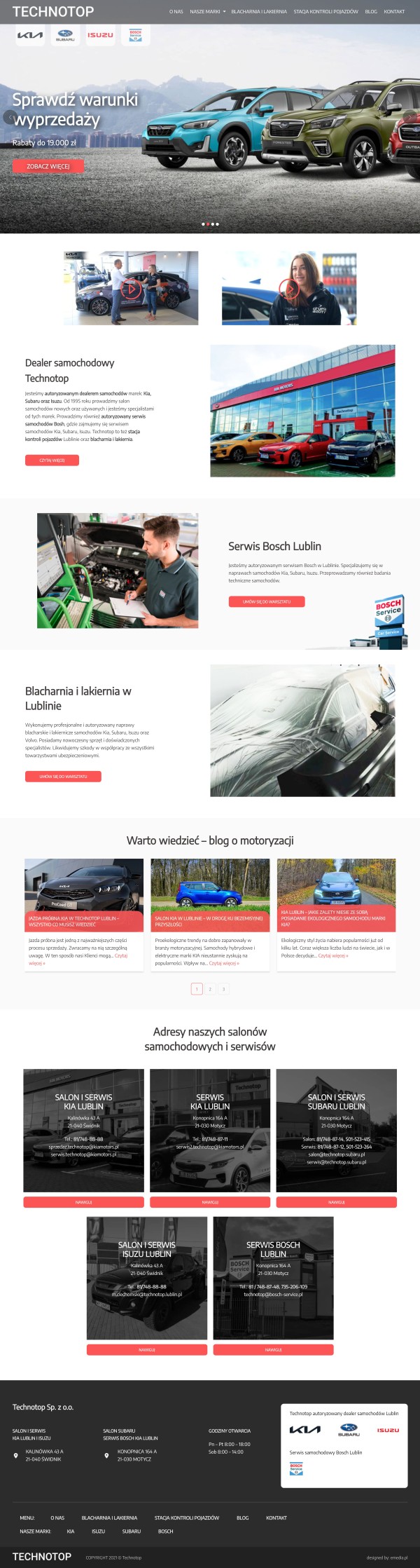 Strona internetowa technotop.pl - zrzut desktop