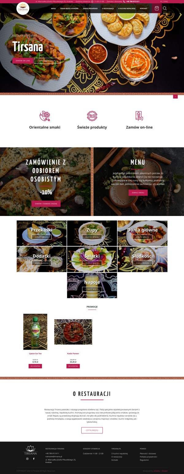 Sklep internetowy tirsana.pl - zrzut desktop