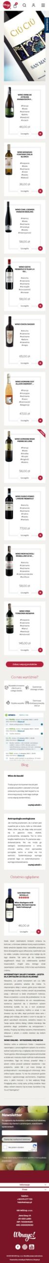Sklep internetowy winayo.pl - zrzut mobile