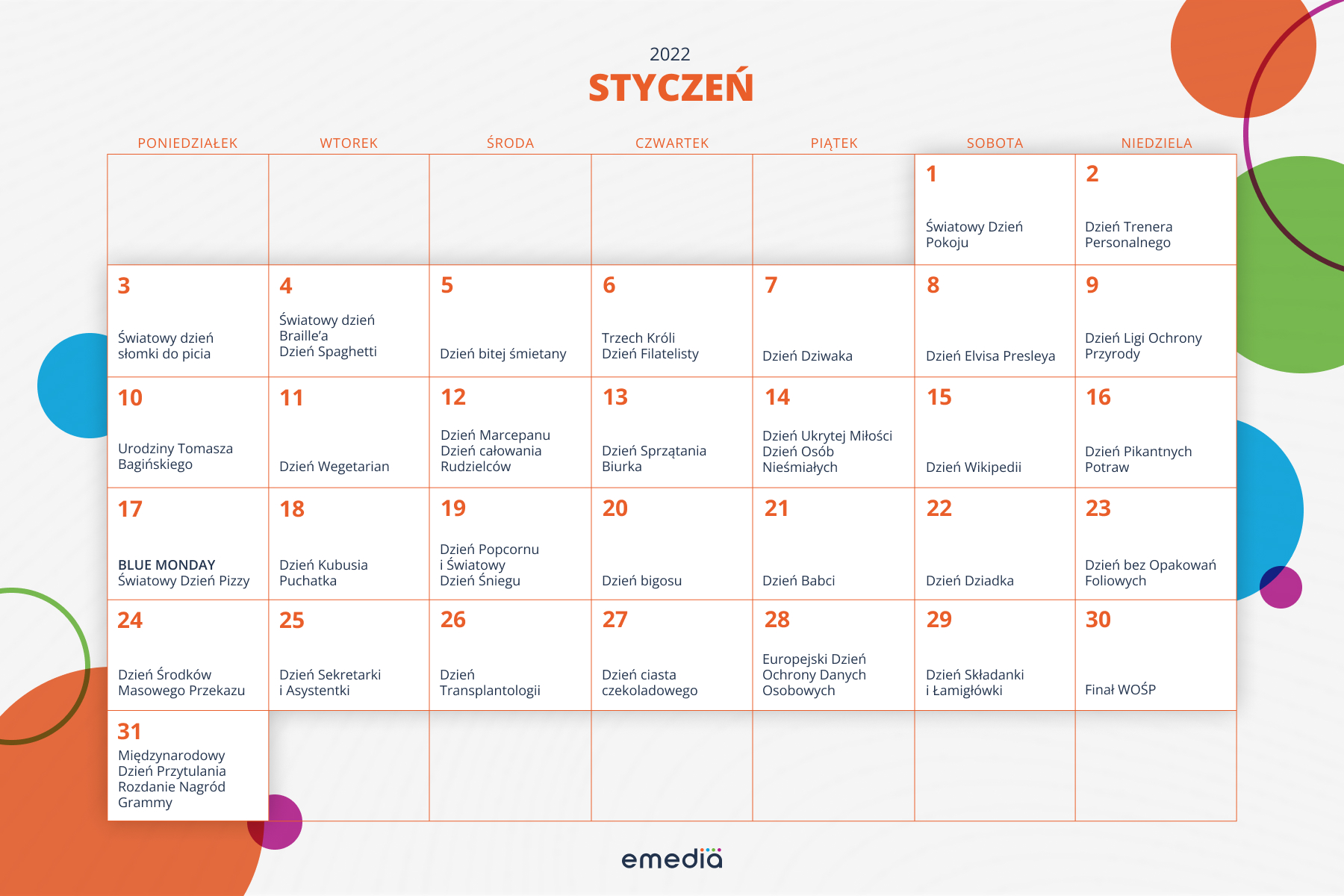 Kartka Z Kalendarza Styczen