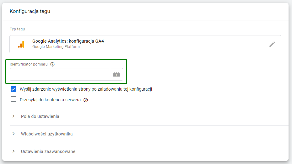 Identyfikator Pomiaru - potrzebny by implementacja google analytics 4 była możliwa