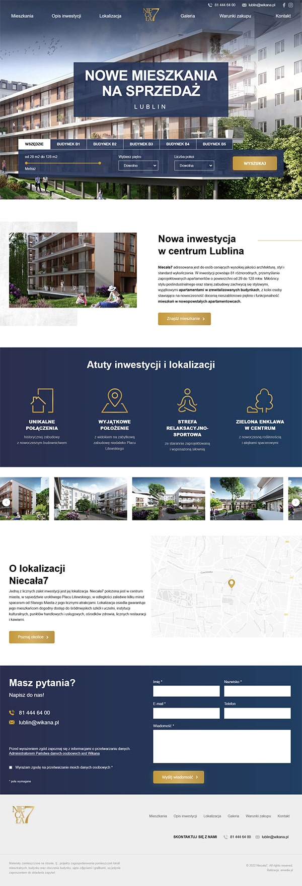 Strona internetowa niecala7.eu - zrzut desktop