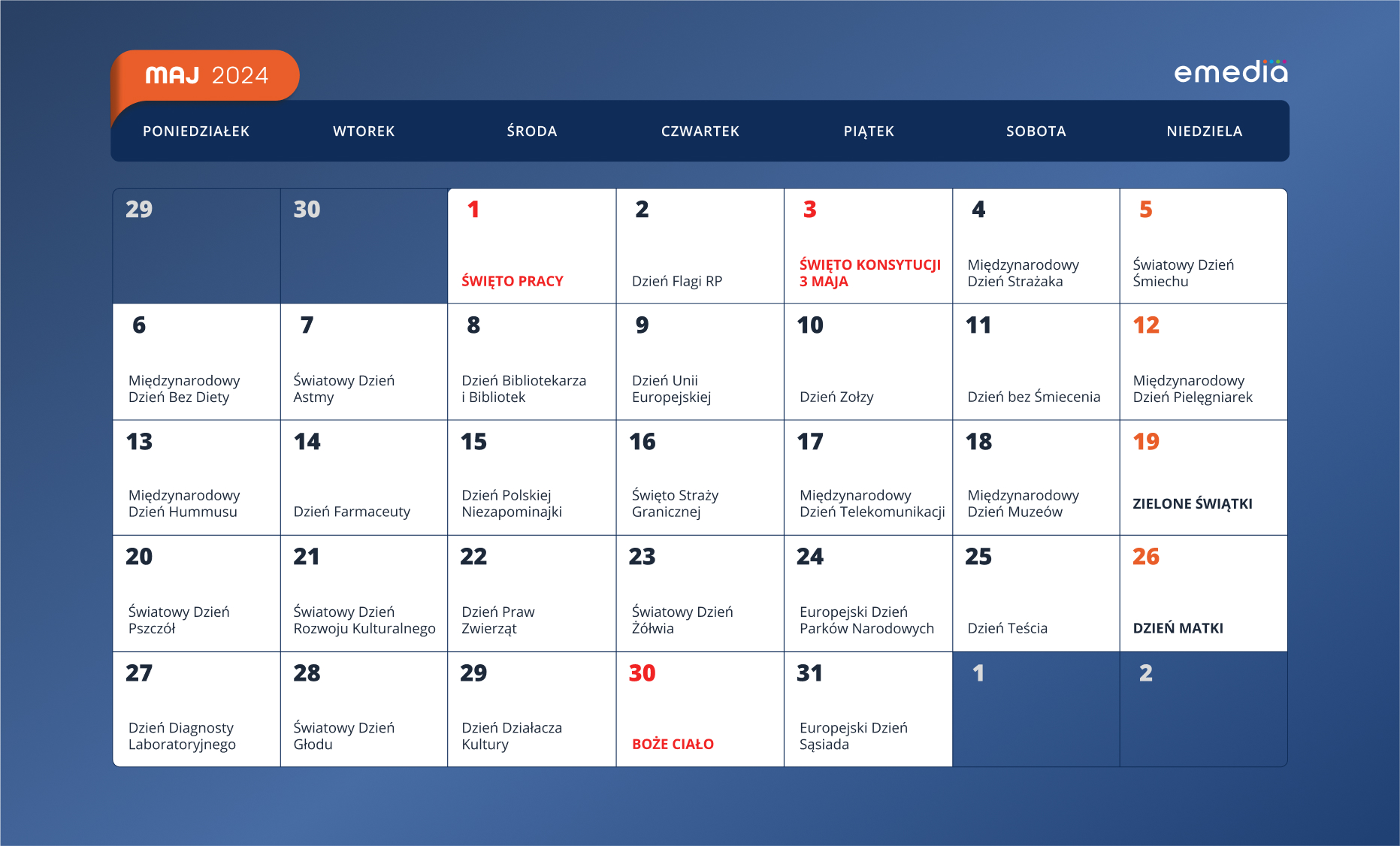 Kalendarz marketingowy 2024 maj