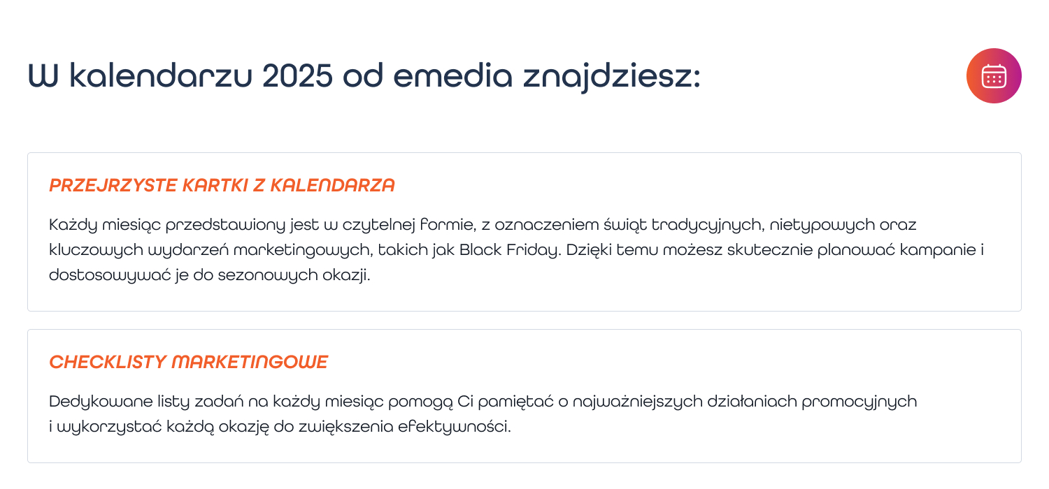 Kalendarz Marketingowy 2025 Emedia