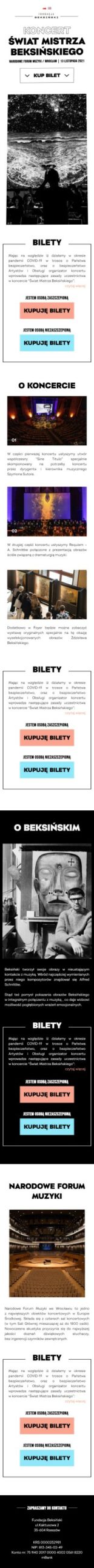 Strona internetowa koncerty-beksinski.pl - zrzut mobile