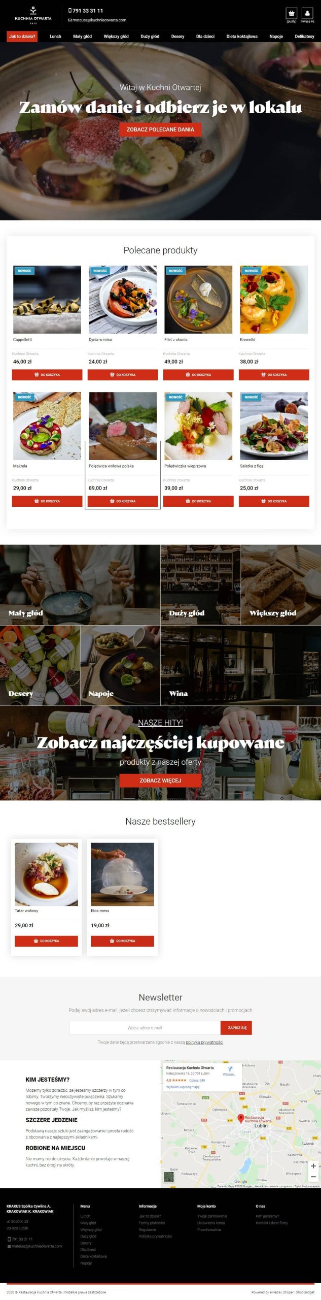 Sklep internetowy nawynos.kuchniaotwarta.com - zrzut desktop