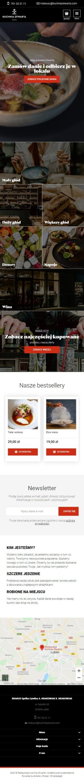 Sklep internetowy nawynos.kuchniaotwarta.com - zrzut mobile