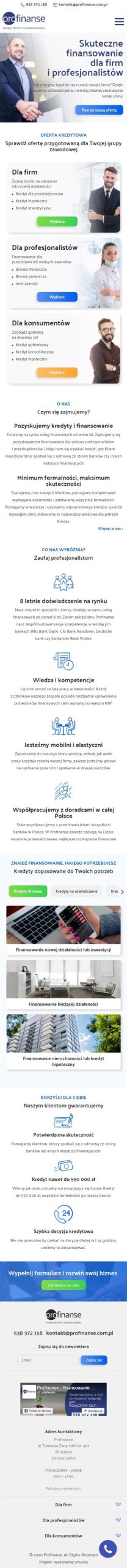 Strona internetowa profinanse.com.pl - zrzut mobile