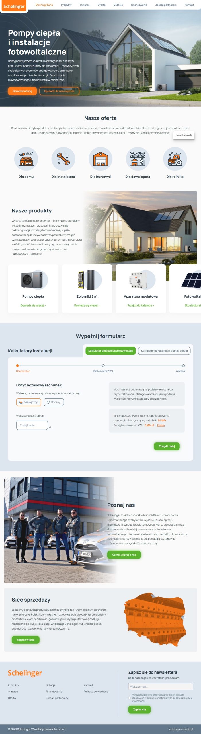 Schelinger.eu – pompy ciepła i instalacje fotowoltaiczne - zrzut desktop