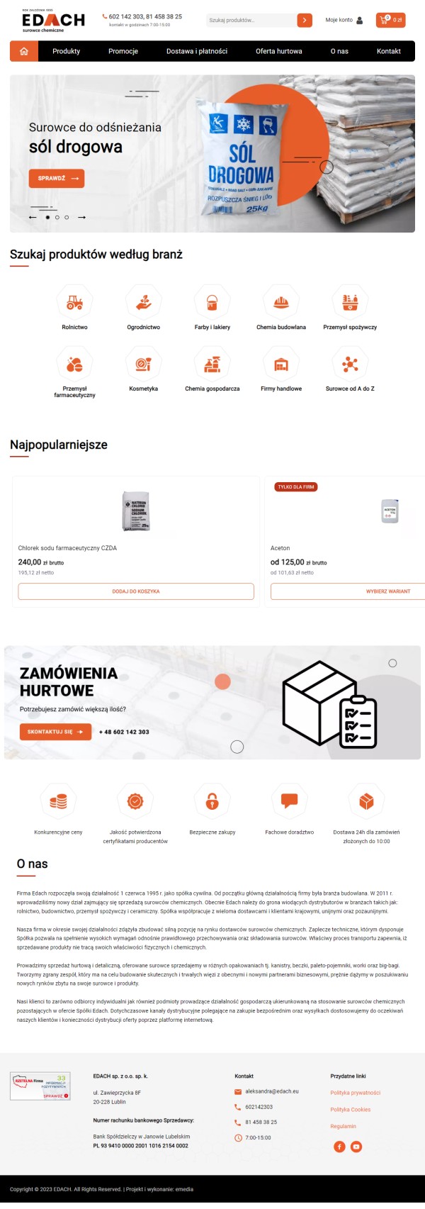 Surowce Chemiczne Edach – sklep internetowy - zrzut desktop