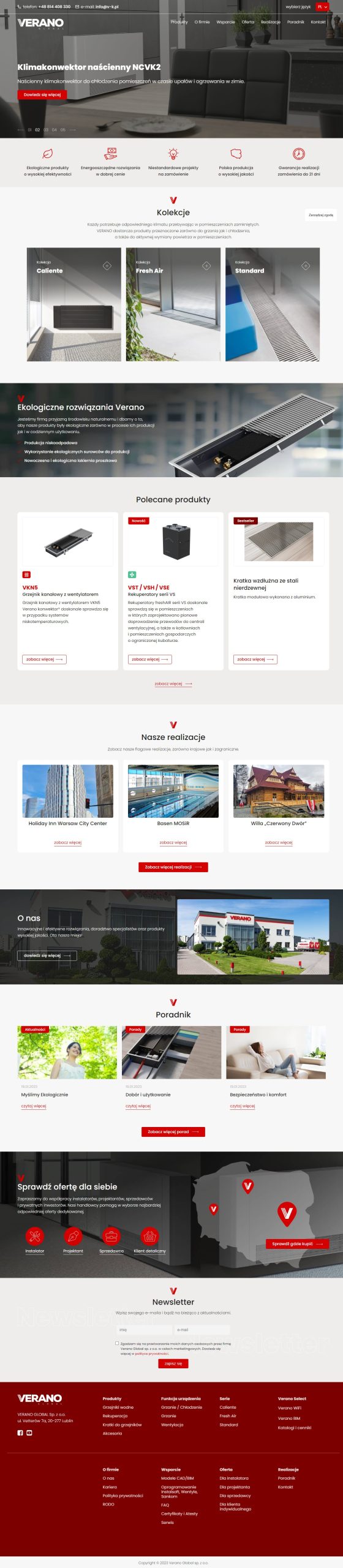 Verano Global – producent grzejników kanałowych i rekuperacji - zrzut desktop